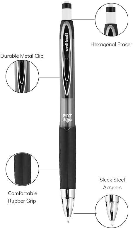 uniball 207 Mechanical Pencil, 0.7 Mm, Hb (#2), Black Lead, Black Barrel, Dozen - Image 6