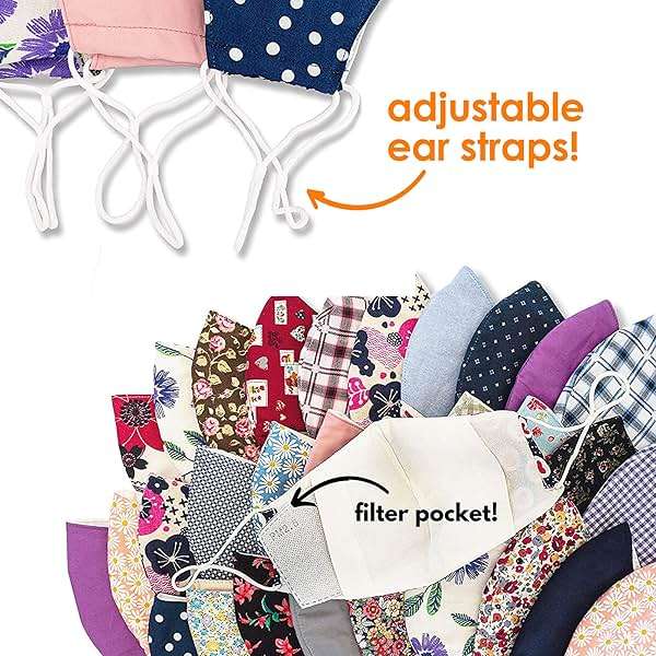 HOPE LOVE SHINE Face Mask Adjustable Filter Pocket Reusable Breathable Washable Cloth Mask Face Masks for Women Men - 5 Pack - Image 4