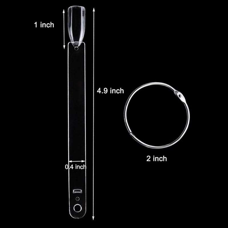 150 Pcs Clear Nail Swatch Sticks with Ring, Fan Shape Nail Art Polish Display Tips, False Nail Sample Sticks, Nail Practice Color Display, Transparent Polish Board for Nails - Image 5