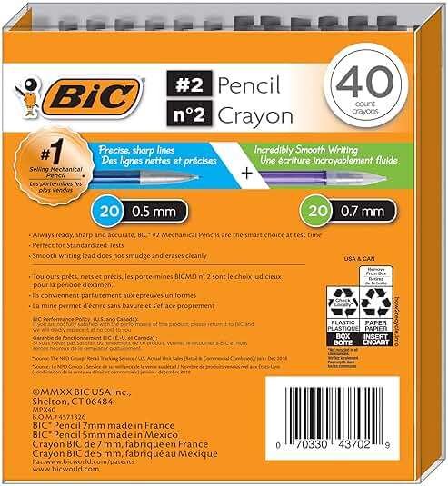 Bic Mechanical Pencil #2 EXTRA SMOOTH, 40 Pack Of Twenty 0.5mm, and Twenty 0.7 mm - Assorted Colored Barrels - Variety Pack of Bic Lead Pencils - Image 2