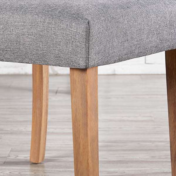 Yaheetech Upholstered Dining Chairs Set of 2, Button Tufted High Back Parsons Chair with Solid Wood Legs, Modern Fabric Kitchen Side Chair, Dark Gray - Image 9