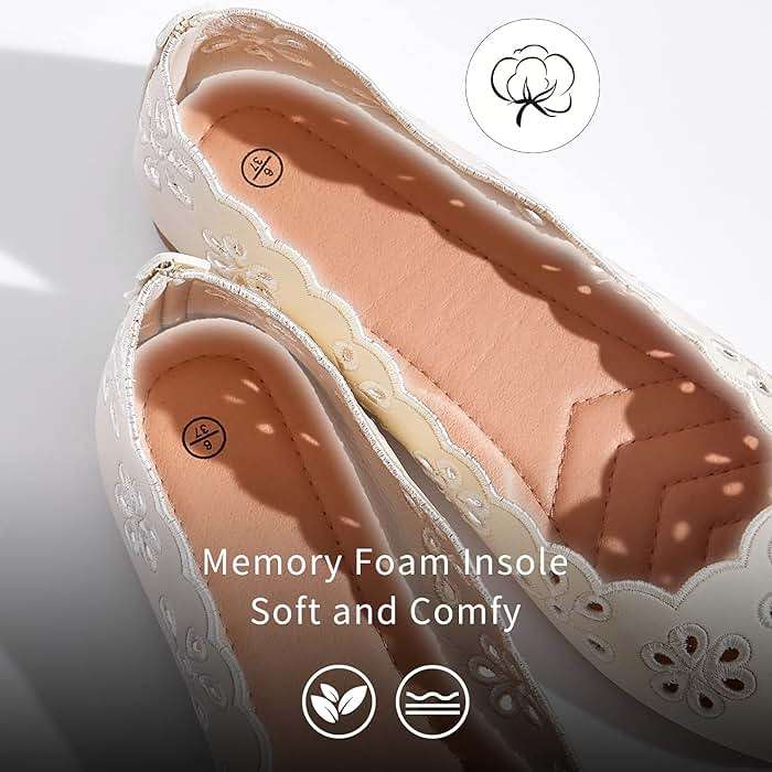 FRACORA Women's Ballet Flats Black PU Leather Dress Shoes Comfortable Round Toe Slip on Flats with Breathable Eyelets - Image 3