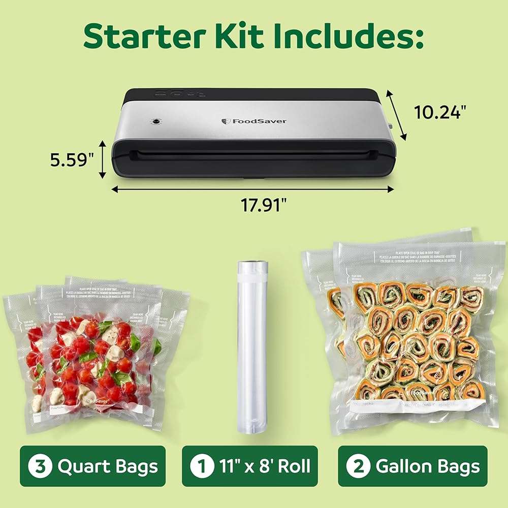 FoodSaver PowerVac Compact Vacuum Sealing Machine Stainless Steel & Black Vertical Storage VS0150 | Preserves freshness reduces bag waste for both dry and wet food - Image 2