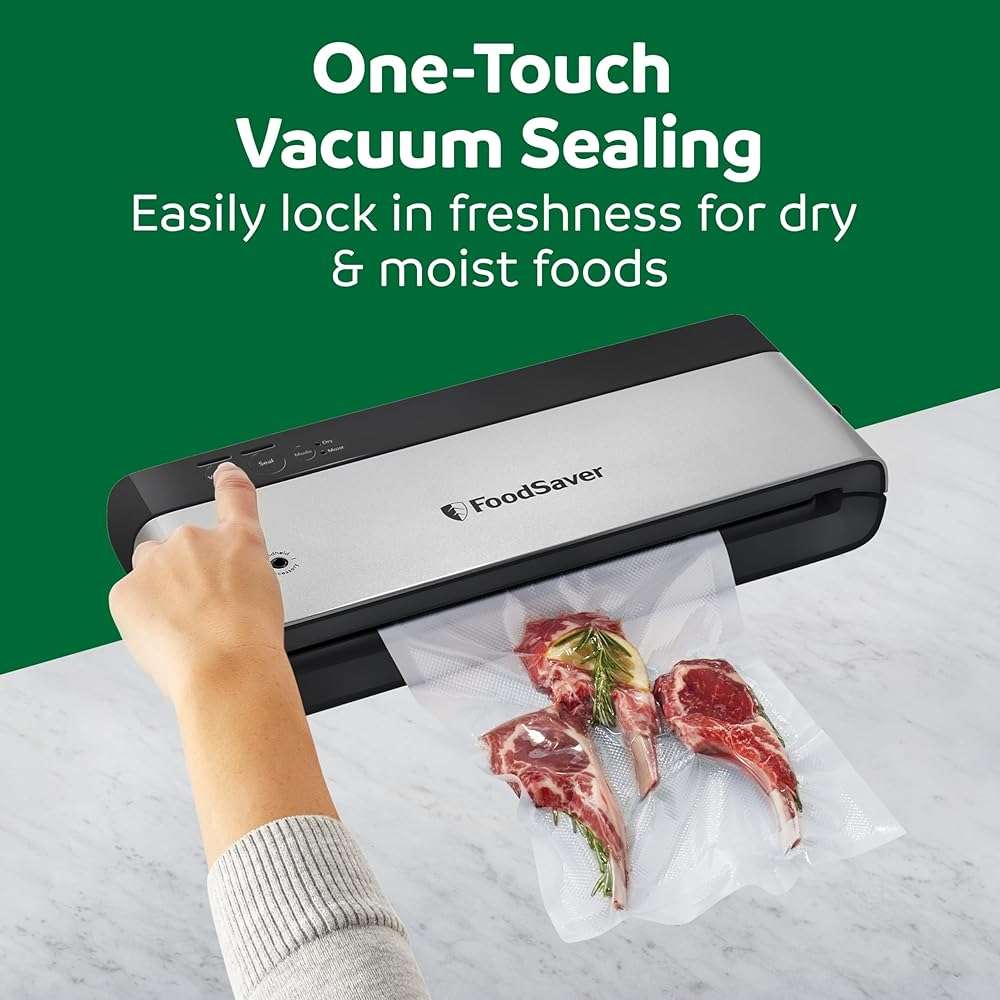 FoodSaver PowerVac Compact Vacuum Sealing Machine Stainless Steel & Black Vertical Storage VS0150 | Preserves freshness reduces bag waste for both dry and wet food - Image 6