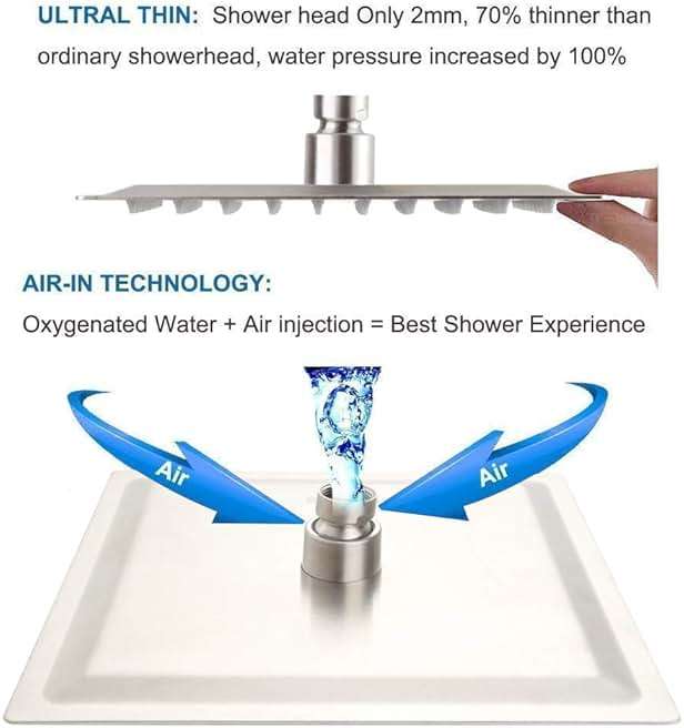 POP SANITARYWARE Shower Only Faucet Set Brushed Nickel, Bathroom Rain Mixer Shower Head Set Wall Mounted Rainfall Shower System Single Handle Shower Trim Kit with Rough-in Valve - Image 4