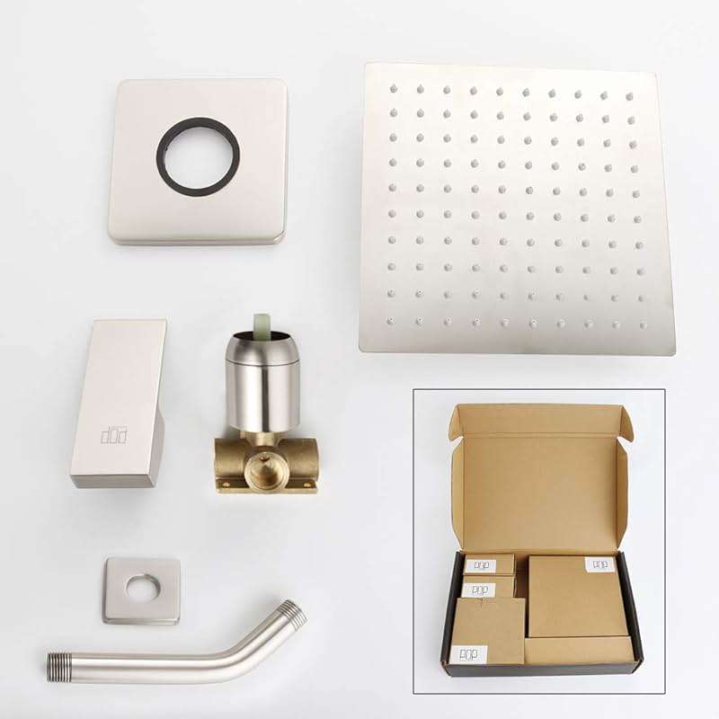 POP SANITARYWARE Shower Only Faucet Set Brushed Nickel, Bathroom Rain Mixer Shower Head Set Wall Mounted Rainfall Shower System Single Handle Shower Trim Kit with Rough-in Valve - Image 7