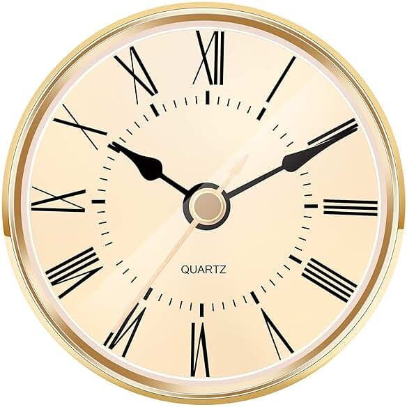 Hicarer 2.8 Inch (70 mm) Gold Quartz Clock Insert with Roman Numeral and Quartz Movement - Product Image
