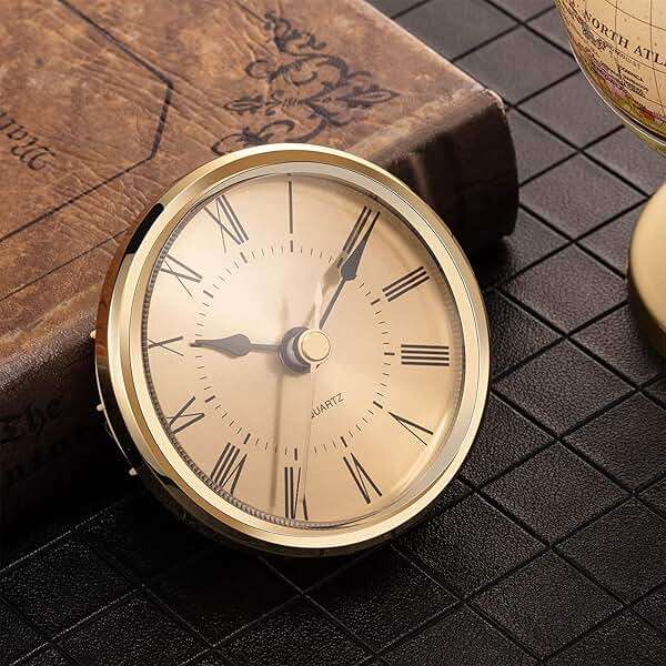 Hicarer 2.8 Inch (70 mm) Gold Quartz Clock Insert with Roman Numeral and Quartz Movement - Image 2