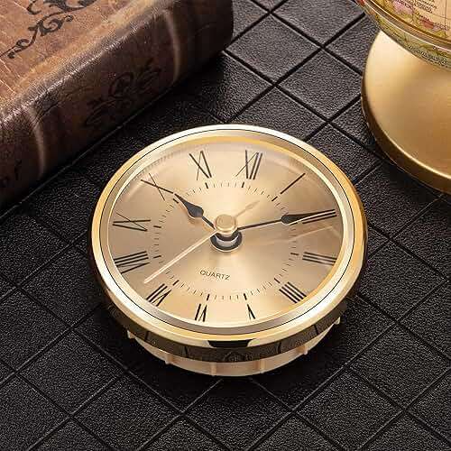 Hicarer 2.8 Inch (70 mm) Gold Quartz Clock Insert with Roman Numeral and Quartz Movement - Image 5