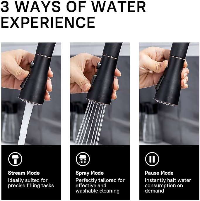 WEWE Kitchen faucets with Pull Down Sprayer, Farmhouse Kitchen Faucet Oil Rubbed Bronze Commercial Modern high arc Stainless Steel Single Handle Single Hole for Utility rv Laundry Sinks - Image 5