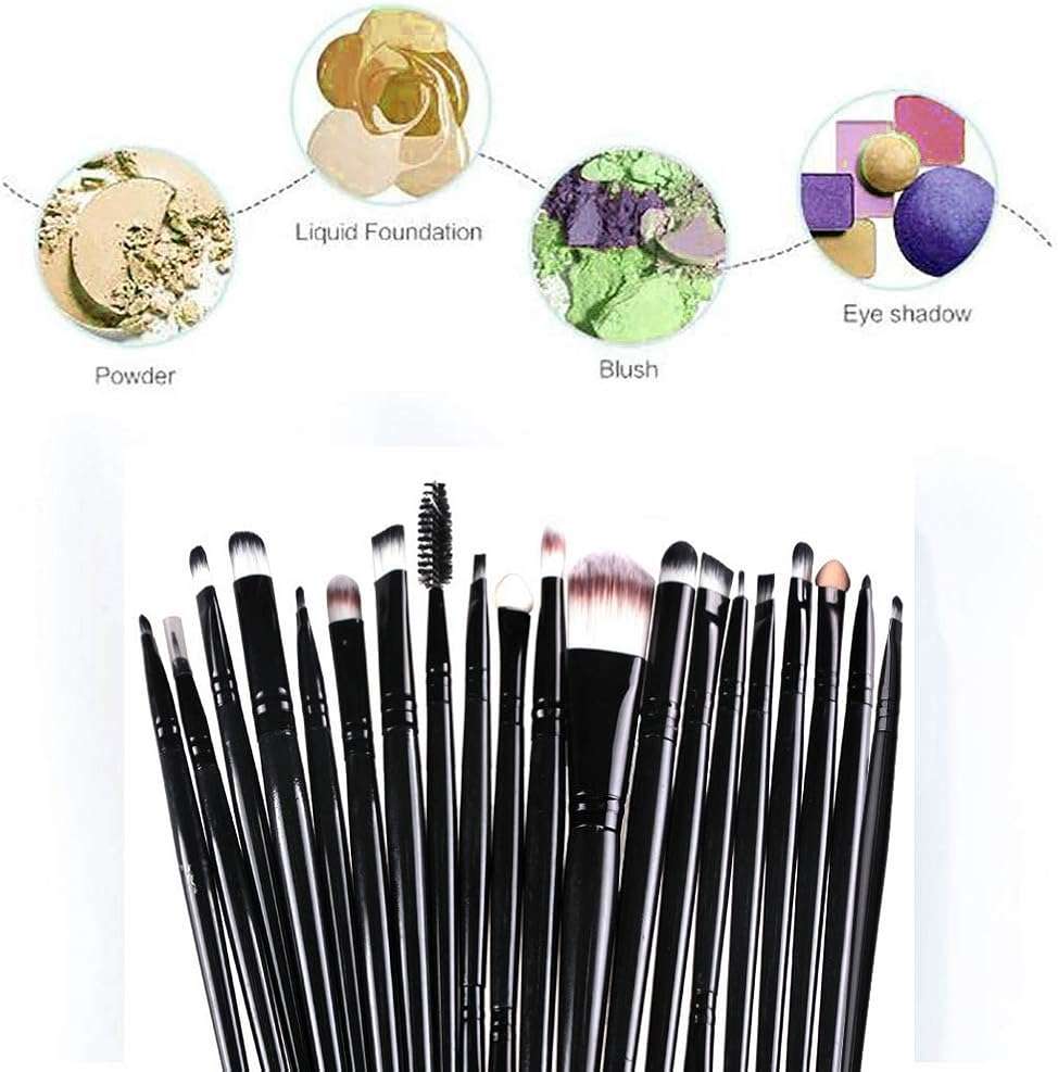 Makeup Brushes ZHIYE Make up Brush Set 20 PCs Professional Face Eyeliner for Foundation Blush Concealer Eyeshadow with Travel Black - Image 5