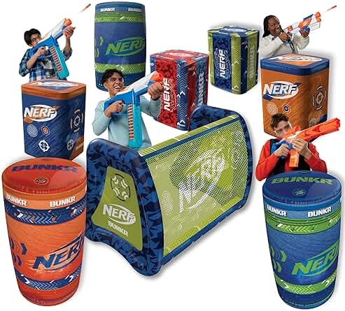 BUNKR Battle Zones NERF NERF Stadium Pack – 8-Piece Inflatable Barricade Shield Bunker Set for War, Laser Tag, Foam Dart Blasters, Gel Blasters, Water Blasters & Outdoor Battle Play - Product Image
