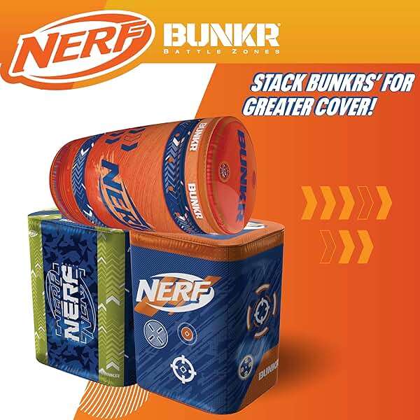 BUNKR Battle Zones NERF NERF Stadium Pack – 8-Piece Inflatable Barricade Shield Bunker Set for War, Laser Tag, Foam Dart Blasters, Gel Blasters, Water Blasters & Outdoor Battle Play - Image 10