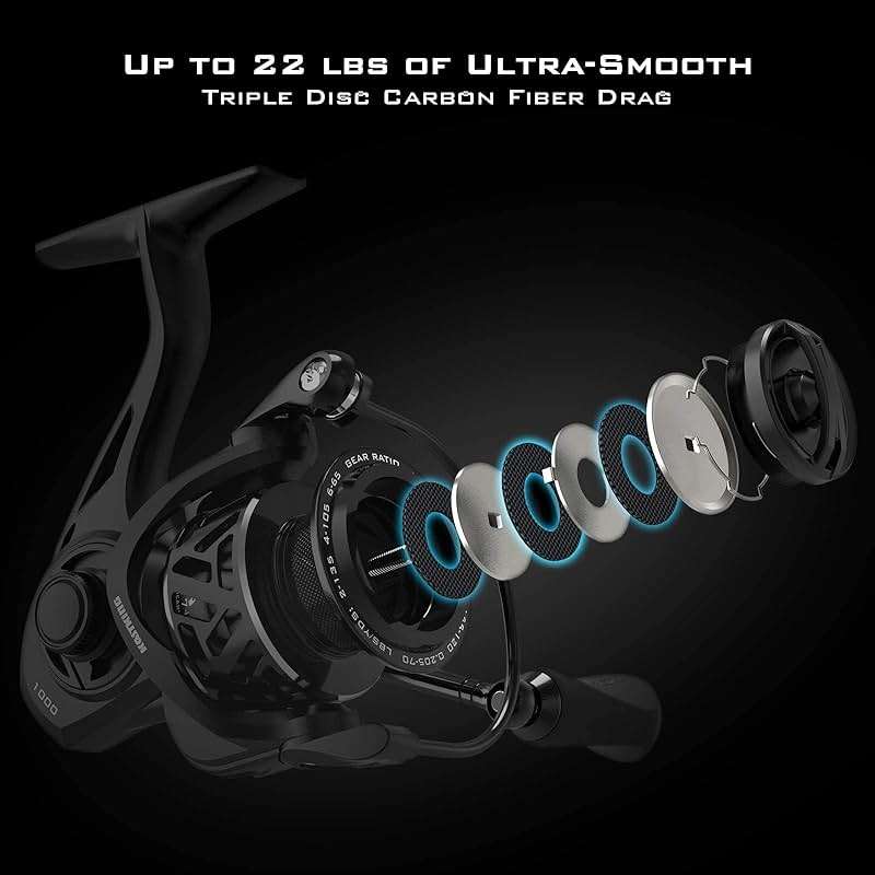 KastKing Zephyr Spinning Reels – 7+1/6+1 BB – Carbon Fiber Drag – Stainless Steel Shaft – Aluminum & CNC Spool – Black/Green/Orange – Sizes 500/1000 SFS – ICE Fishing Ready Reels! - Image 2