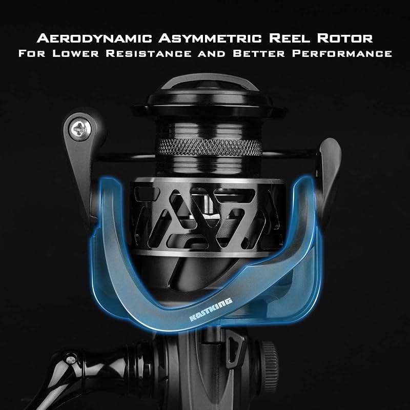 KastKing Zephyr Spinning Reels – 7+1/6+1 BB – Carbon Fiber Drag – Stainless Steel Shaft – Aluminum & CNC Spool – Black/Green/Orange – Sizes 500/1000 SFS – ICE Fishing Ready Reels! - Image 4