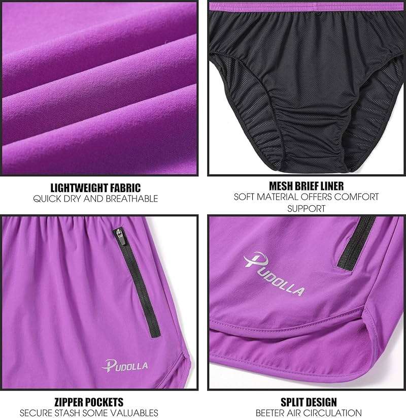 Pudolla Men’s Running Shorts 3 Inch Quick Dry Gym Athletic Workout Shorts for Men with Zipper Pockets - Image 5