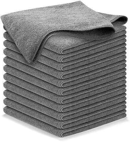 USANOOKS Microfiber Cleaning Cloth Grey - 12 Pcs (12.5"x12.5") - High Performance - 1200 Washes, Ultra Absorbent Microfiber Towel Weave Grime & Liquid for Streak-Free Mirror Shine - Car Washing Cloth - Image 1