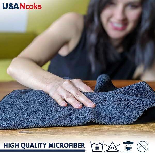 USANOOKS Microfiber Cleaning Cloth Grey - 12 Pcs (12.5"x12.5") - High Performance - 1200 Washes, Ultra Absorbent Microfiber Towel Weave Grime & Liquid for Streak-Free Mirror Shine - Car Washing Cloth - Image 8