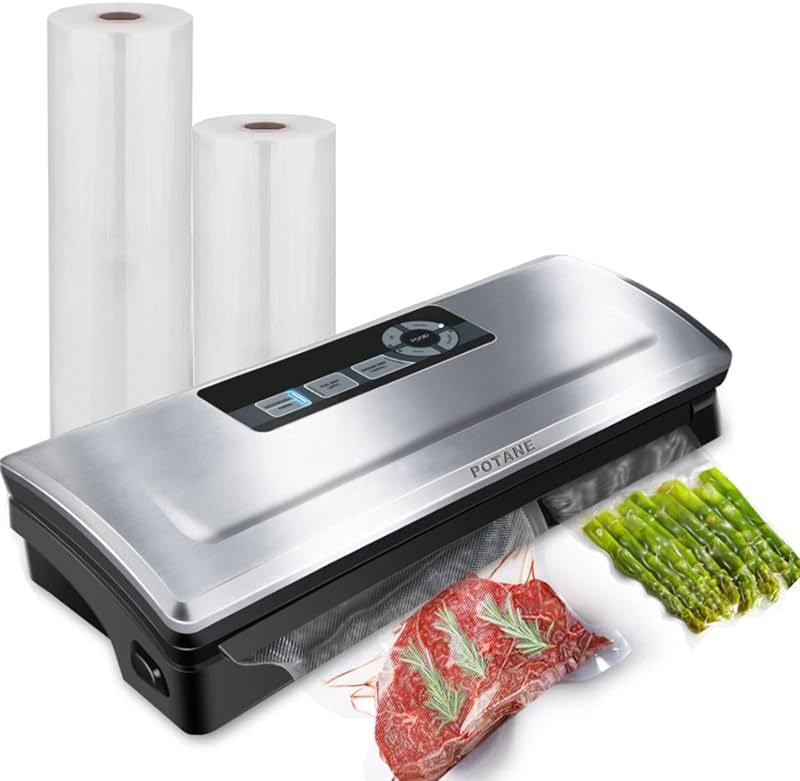 POTANE Precision Vacuum Sealer Machine, Powerful Pro Vacuum Food Sealer, 8-in-1 Easy Presets, 4 Food Modes, Dry&Moist&Soft&Delicate with Starter Kit, Compact Design(Silver) - Product Image