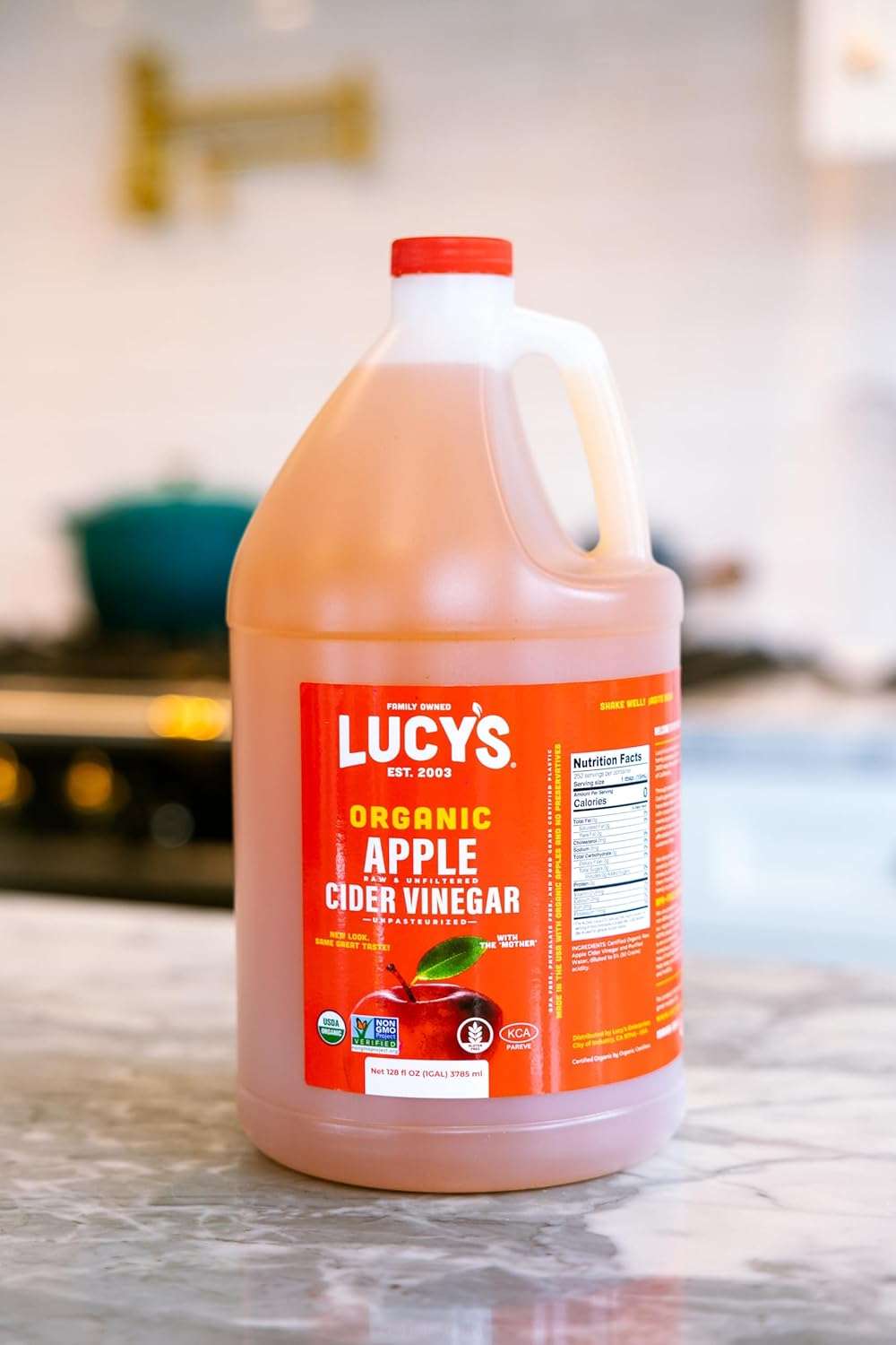 Lucy's Family Owned - USDA Organic NonGMO Raw Apple Cider Vinegar, Unfiltered, Unpasteurized, With the Mother, (2 Pack Gallon) - Image 6