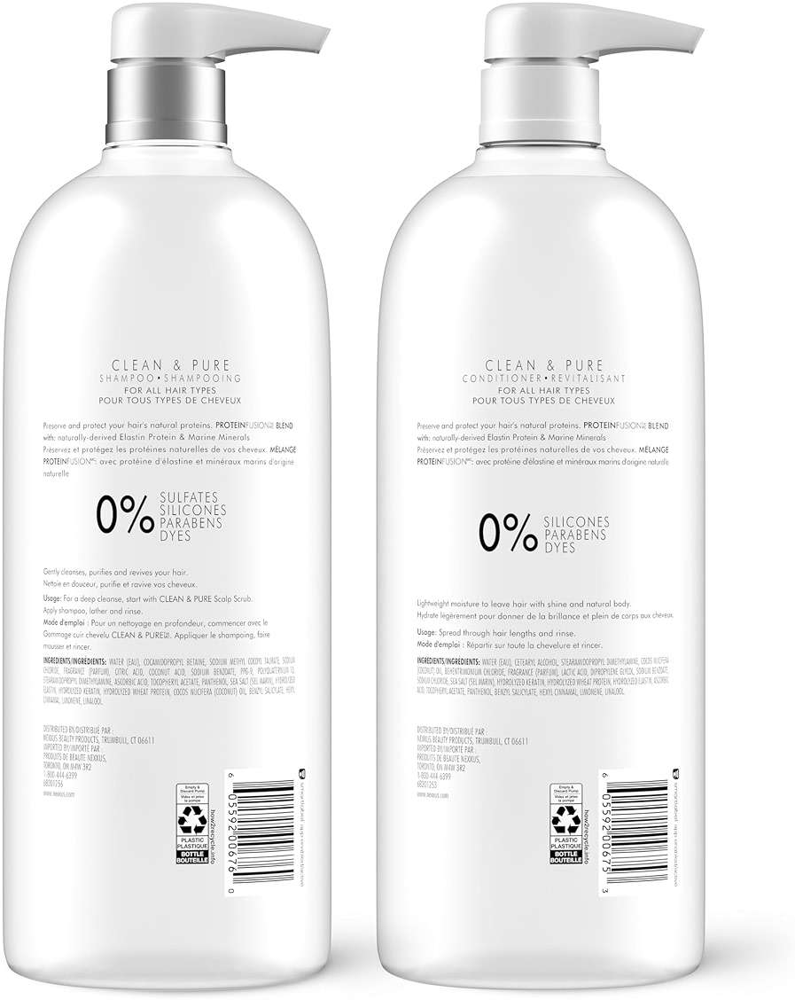 Nexxus Clean and Pure Clarifying Shampoo and Conditioner 2-Pack With ProteinFusion, for Nourished Hair Paraben Free 33.8 oz - Image 2