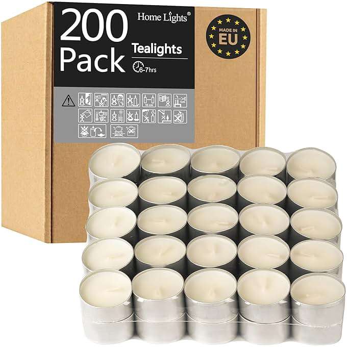 Unscented White Tealight Candles -200 Packs, 6 to 7 Hour Burn Time Smokeless Tea Light Candles, Mini Votive Paraffin Candles with Cotton Wicks for Shabbat, Weddings, Christmas, Home Decor - Image 1