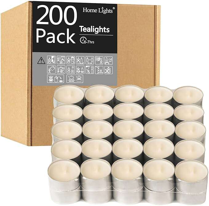 Unscented White Tealight Candles -200 Packs, 6 to 7 Hour Burn Time Smokeless Tea Light Candles, Mini Votive Paraffin Candles with Cotton Wicks for Shabbat, Weddings, Christmas, Home Decor - Image 8