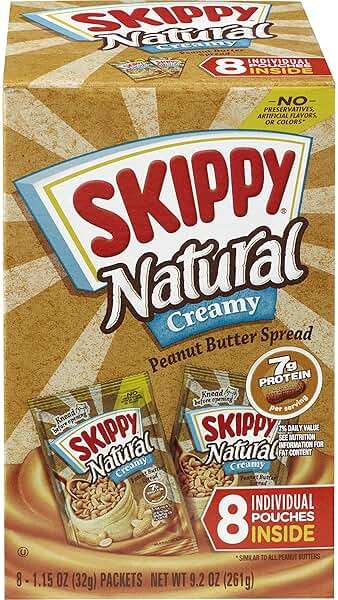 SKIPPY Natural Creamy Peanut Butter Spread Individual Squeeze Packs, 1.15 Ounce (Pack of 64) - Image 1