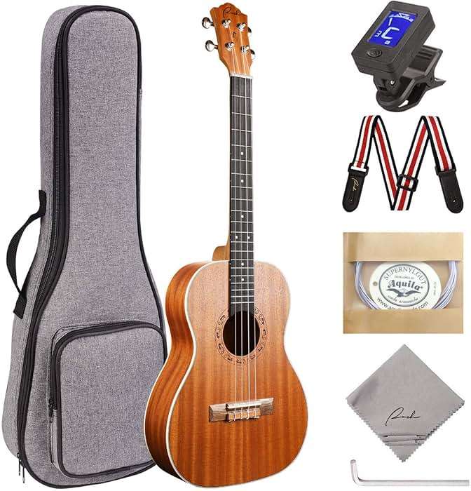 Ranch Baritone Ukulele 30 inch Ukelele Instrument Kit for Beginners Starter Pack Bundle Gig bag, Tuner, Strap, Adjustable Tool Set - Image 1