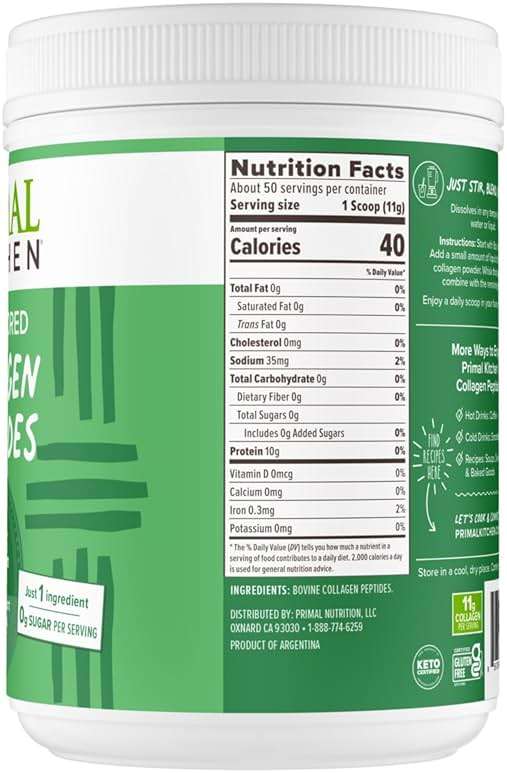 Primal Kitchen Collagen Peptides, Unflavored Collagen Powder, 1.2 Pounds - Image 2