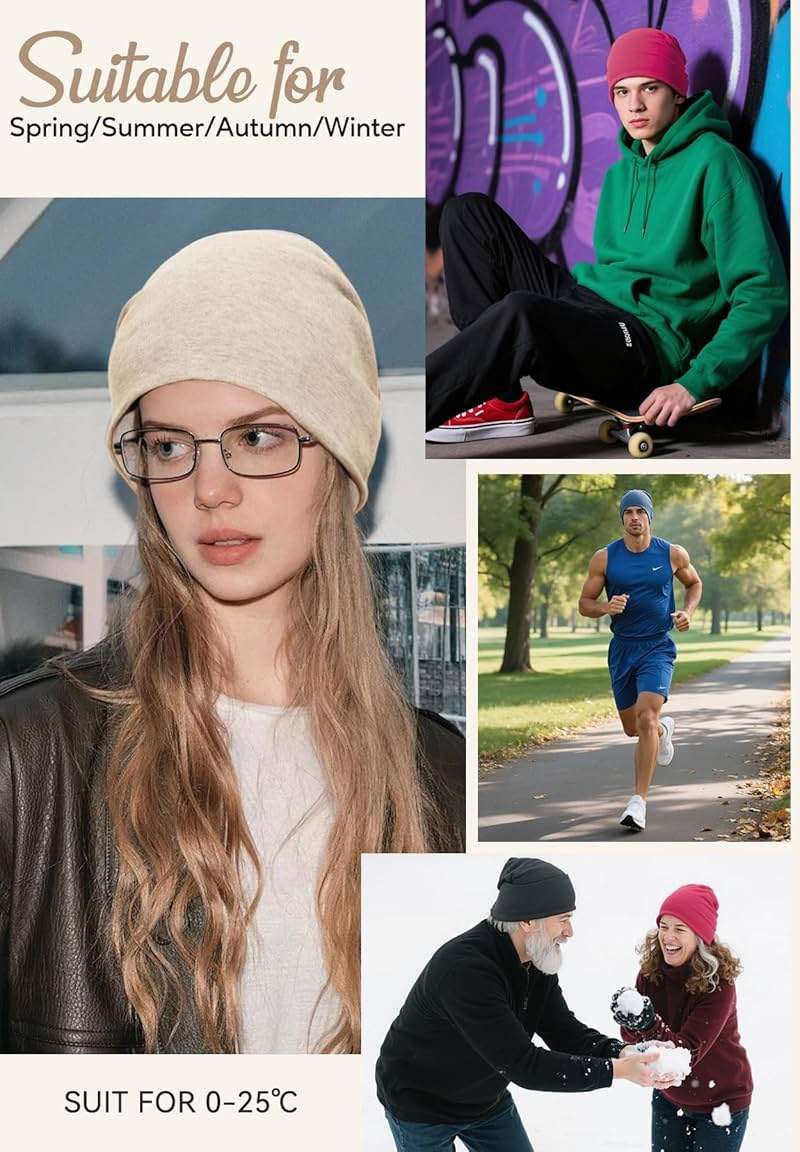 Zando Slouchy Dwarf Beanie Hats for Women Men - Breathable Cozy Cotton Sleep Cap Thin Chemo Headwear for Hip-Pop Halloween - Image 5