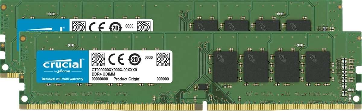 Crucial 32GB Kit (16GB x 2) DDR4 2666 MT/s (PC4-21300) UDIMM 288-Pin Memory - CT2K16G4DFRA266 - Image 1