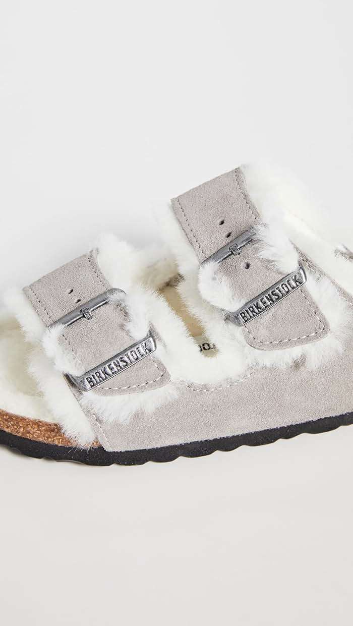 Birkenstock Women's Arizona Shearling Sandals, Stone Coin/Natural, 6 Narrow US - Image 6