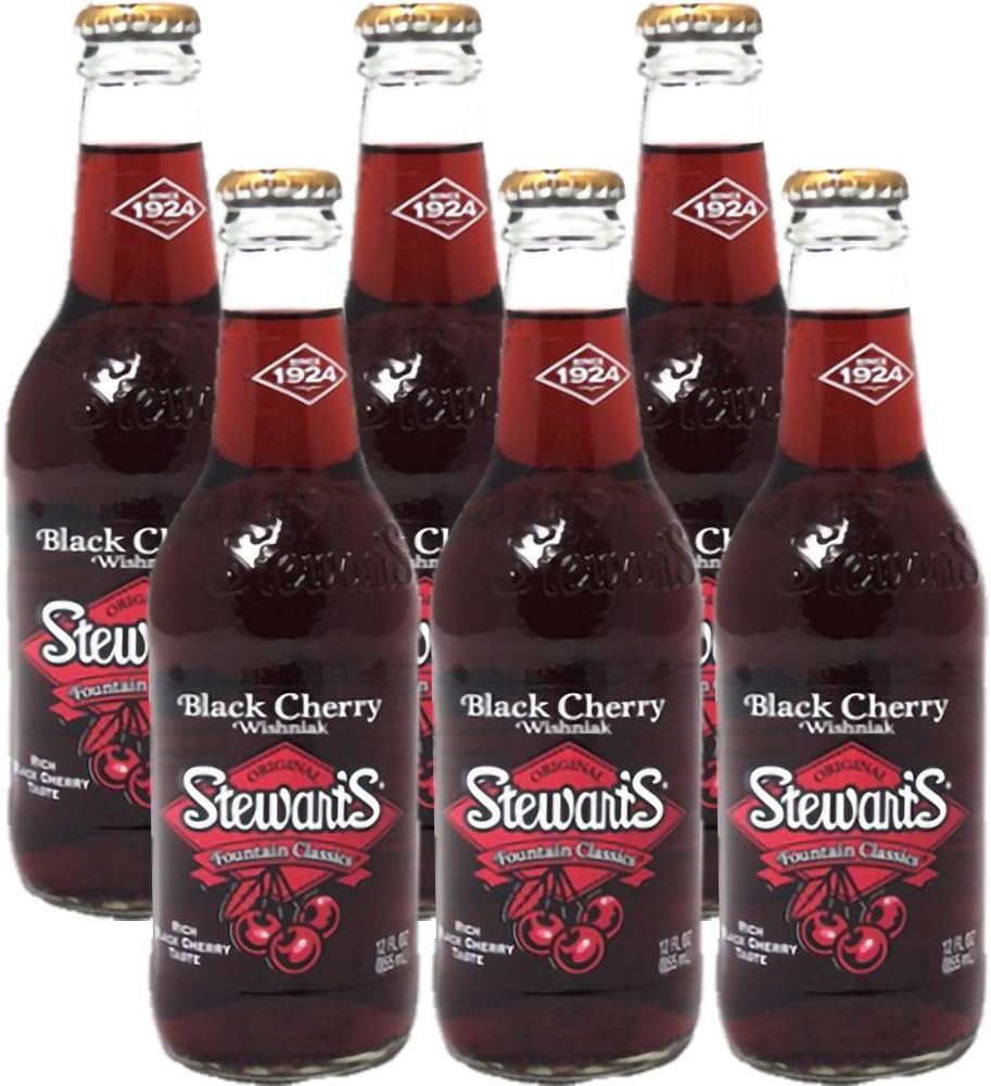 Stewarts Original Black Cherry Wishniak Soda 12 Oz Glass Bottle (Pack of 6, Total of 72 Oz) - Product Image