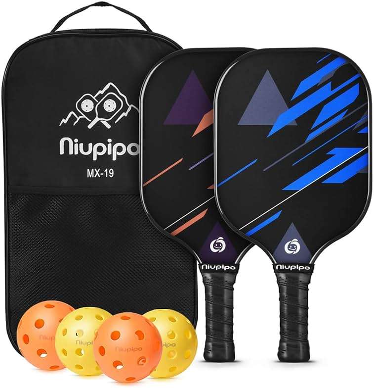niupipo Pickleball Paddles Set of 2 or 4, USAPA Approved Fiberglass Pickleball Paddle Set with Balls and Bag, Polypropylene Honeycomb Core, Lightweight Pickleball Paddles for Beginners Men Women - Image 1