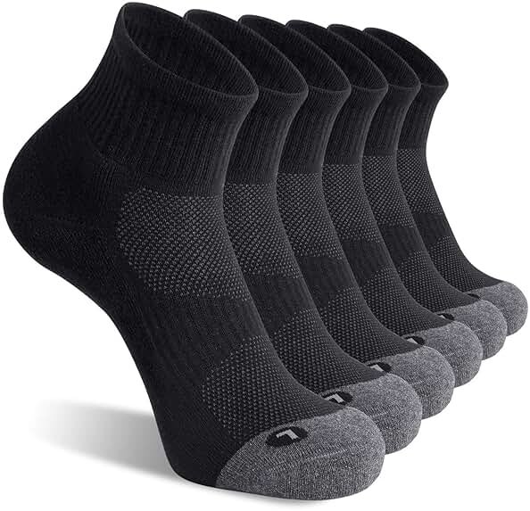 FITRELL 6 Pack Men's Athletic Ankle Socks Cushioned Sports Running Socks 7-9/9-12/12-15 - Product Image