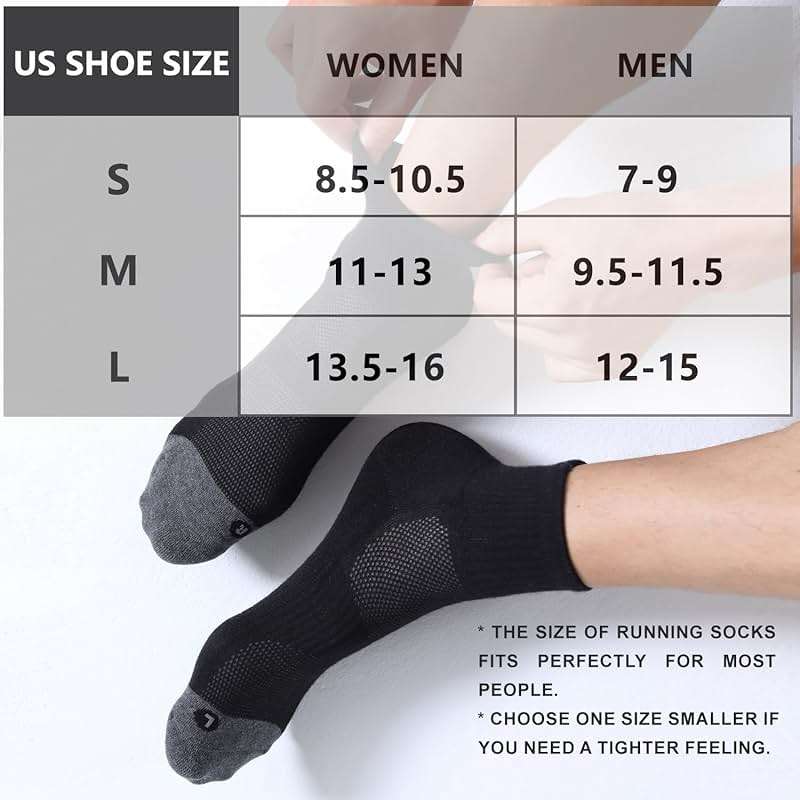 FITRELL 6 Pack Men's Athletic Ankle Socks Cushioned Sports Running Socks 7-9/9-12/12-15 - Image 2