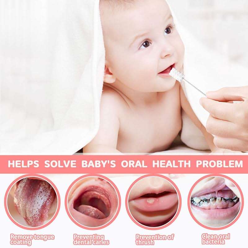 EASICUTI Baby Tongue Cleaner, 42Pcs Disposable Infant Toothbrush, Gauze Gum Cleaner Baby Oral Cleaning Stick Dental Care for 0-36 Months + Free 1 Finger Toothbrush - Image 3