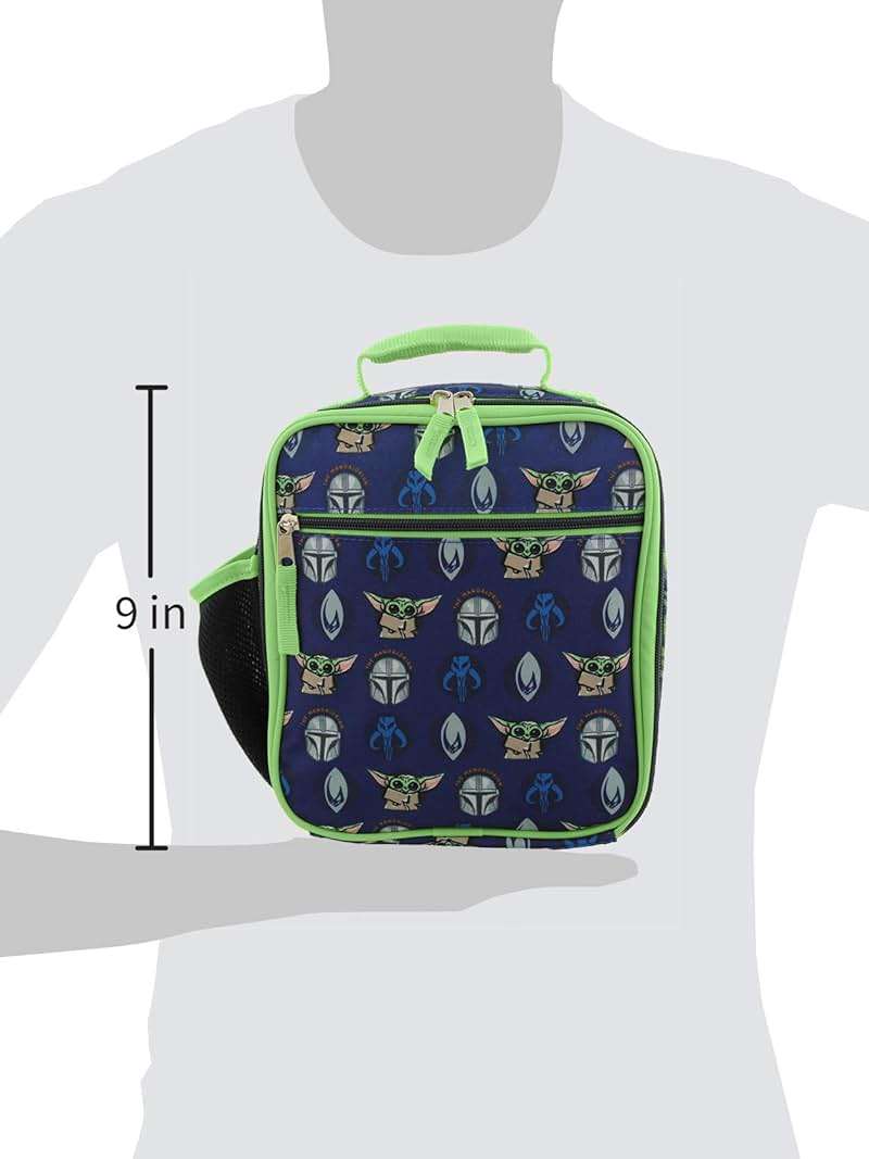 Star Wars Mandalorian Baby Yoda Boy's Girl's Adult Soft Insulated School Lunch Box (One Size, Blue/Green) - Image 2