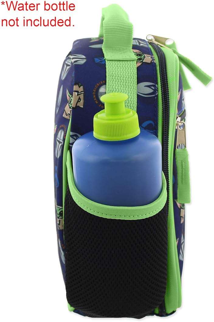 Star Wars Mandalorian Baby Yoda Boy's Girl's Adult Soft Insulated School Lunch Box (One Size, Blue/Green) - Image 4