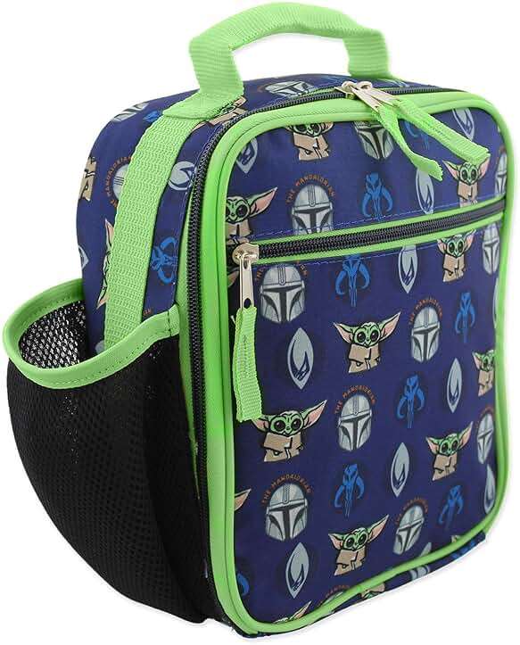Star Wars Mandalorian Baby Yoda Boy's Girl's Adult Soft Insulated School Lunch Box (One Size, Blue/Green) - Image 6