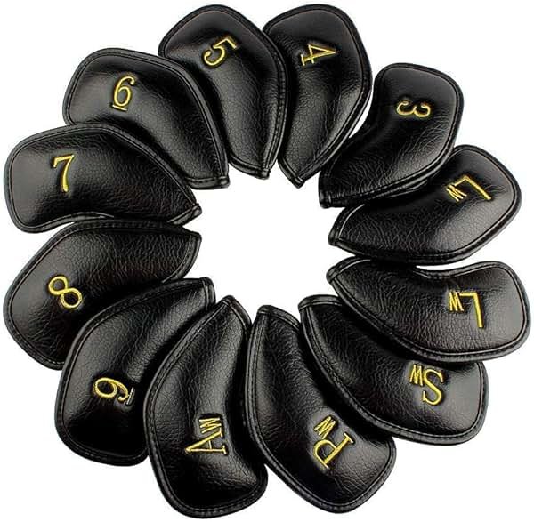 CRAFTSMAN GOLF 12pcs or 1pc Thick Synthetic Leather Golf Iron Head Covers Set Headcover Fit All Brands Callaway Ping Taylormade Cobra Etc. Also Custom Name - Product Image