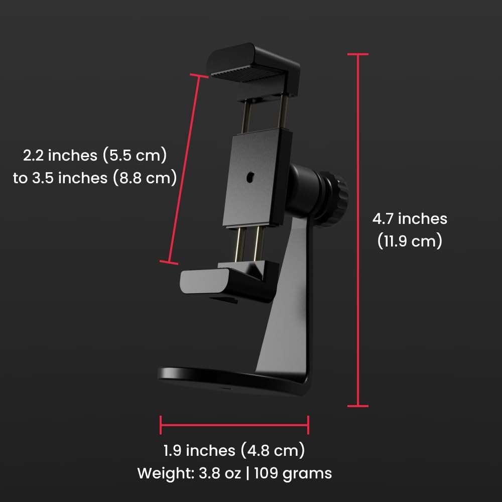 Pivo Smart Mount Adjustable 360° Vertical and Horizontal Smartphone Aluminum Holder Stand with Universal Clamp Adapter ¼ inch Thread for Tripods - Image 4