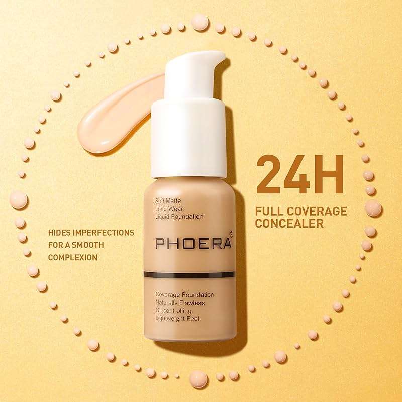 PHOERA Foundation Makeup, Flawless Soft Matte Oil Control Liquid Foundation, Full Coverage Mattle Oil-Control Concealer for Older Women, Great Choice For Gift (#102 Nude) - Image 3