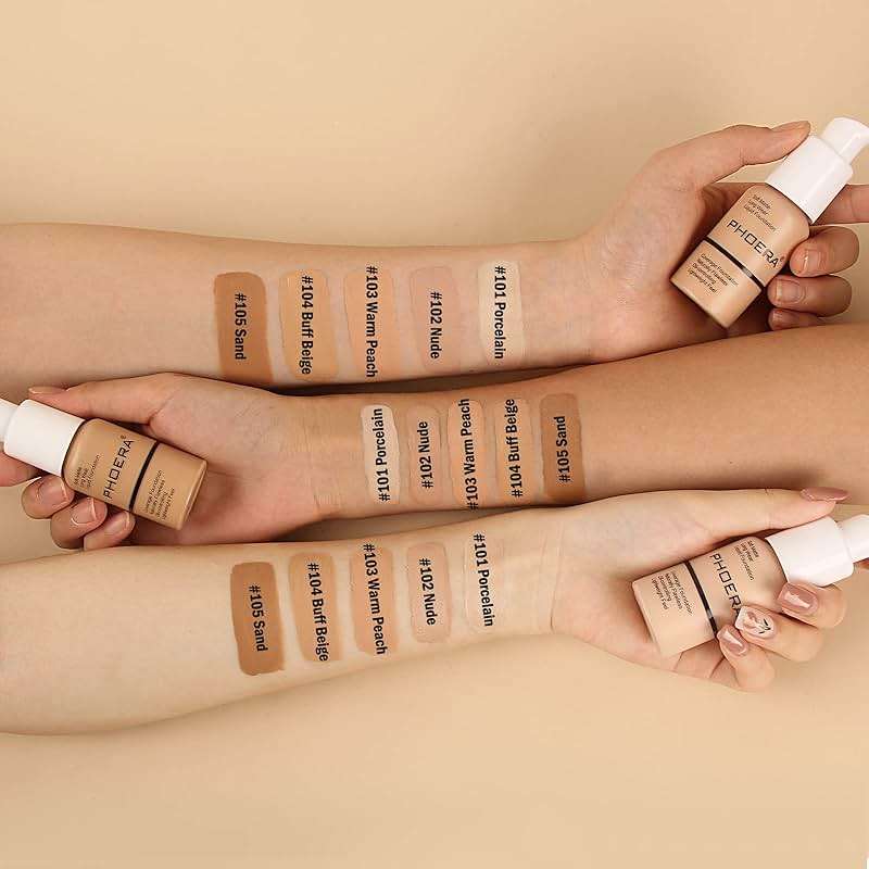 PHOERA Foundation Makeup, Flawless Soft Matte Oil Control Liquid Foundation, Full Coverage Mattle Oil-Control Concealer for Older Women, Great Choice For Gift (#102 Nude) - Image 8