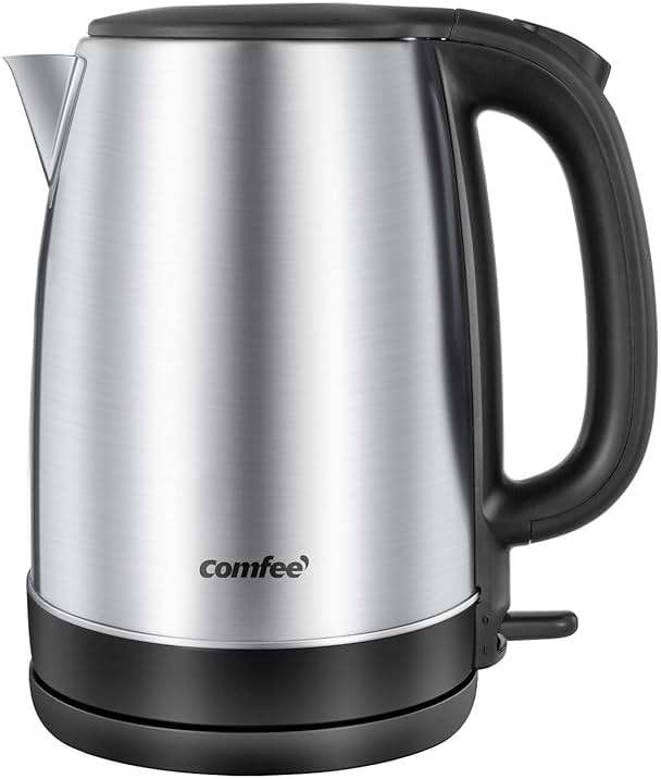COMFEE' 1.7L Stainless Steel Electric Tea Kettle, BPA-Free Hot Water Kettle Electric with LED Light, Auto Shut-Off and Boil-Dry Protection, 1500W Fast Boil Electric Kettle - Image 1