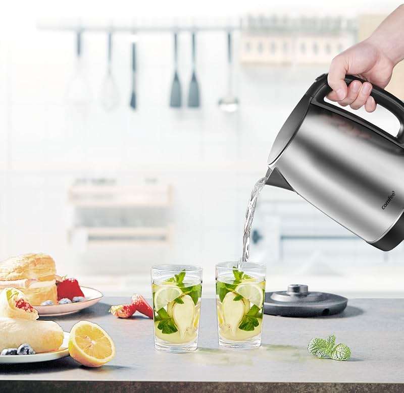 COMFEE' 1.7L Stainless Steel Electric Tea Kettle, BPA-Free Hot Water Kettle Electric with LED Light, Auto Shut-Off and Boil-Dry Protection, 1500W Fast Boil Electric Kettle - Image 2