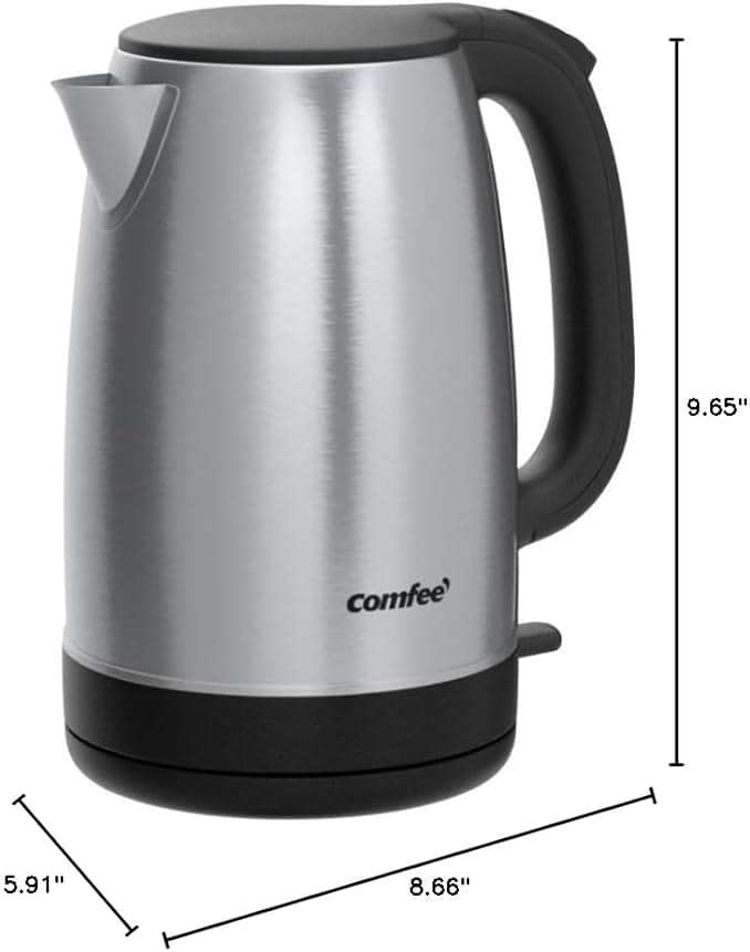 COMFEE' 1.7L Stainless Steel Electric Tea Kettle, BPA-Free Hot Water Kettle Electric with LED Light, Auto Shut-Off and Boil-Dry Protection, 1500W Fast Boil Electric Kettle - Image 3
