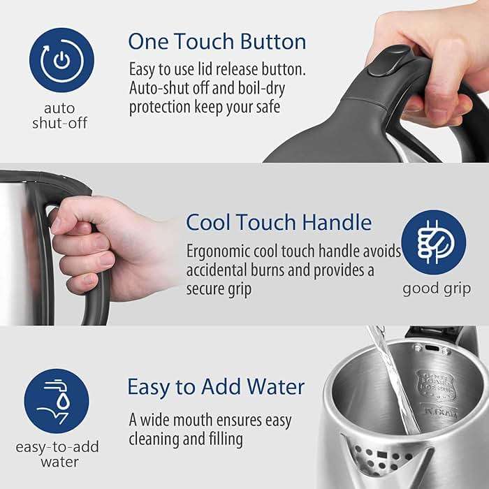 COMFEE' 1.7L Stainless Steel Electric Tea Kettle, BPA-Free Hot Water Kettle Electric with LED Light, Auto Shut-Off and Boil-Dry Protection, 1500W Fast Boil Electric Kettle - Image 8