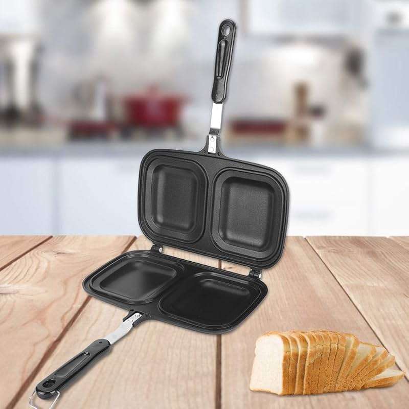 Frying Pan, Anti-scalding Handle Cast Aluminium Breakfast Double Sided Non-Stick Frying Pan Kitchen Cooking Utensil Tool for Cakes Eggs Sandwiches - Image 2